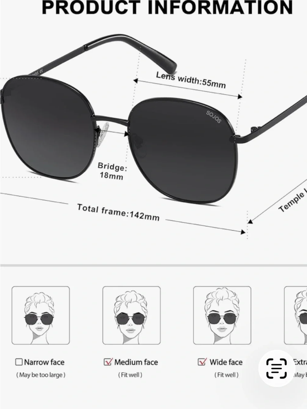 Black Square Metal Frame Sunglasses